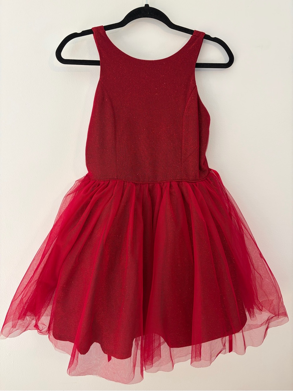 Lilt Girls Red Metallic Tulle Party Dress Size 16 Sleeveless Special Occasion